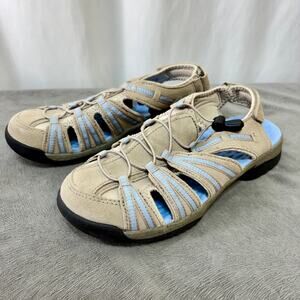Clarks Tuvia Maddee Blue Tan Leather Sandals Hiking Sporty Women's US 7.5 EU 38